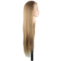 Cabeza de Maniquí para Prácticas de Peluquería, con Cabello Humano Brasileño de Buena Calidad, Atado a Mano, para Entrenamiento de Corte