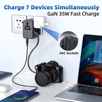 Adaptateur de prise universelle de voyage Worldplug PD 35W, multiprise, adaptateur de prise de voyage internationale universelle avec câble