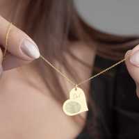Bijoux personnalisés Pendentif coeur personnalisé Empreinte digitale en acier inoxydable plaqué or 18 carats Colliers pendentifs mode