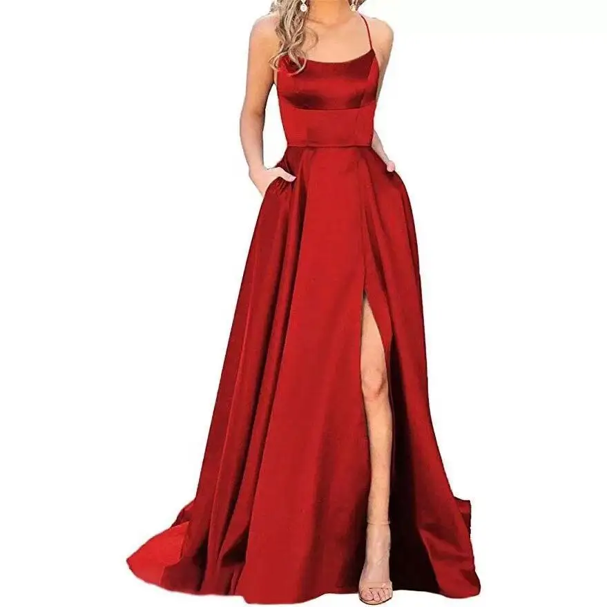 Nanchang Auyan 2022 Sexy Halter Wine Red Bridesmaid Dresses Women Party New Evening Dress Elegant