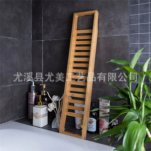 Étagère de bain en bambou avec égouttoir, support/plateau de rangement multifonctionnel pour salle de bain et toilettes, en stock. - Product Image 3