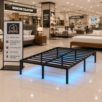 Robuster Eisenbettrahmen mit USB-Ladeanschluss und RGB-LED-Beleuchtung, Doppelbett-Design in Kingsize