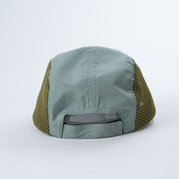 Gorras de campamento para correr con logotipo de impresión no estructurado verde Gorra de campamento de tela de poliéster de malla Wish Gorra de campamento de 5 paneles personalizada de alta calidad Sombreros