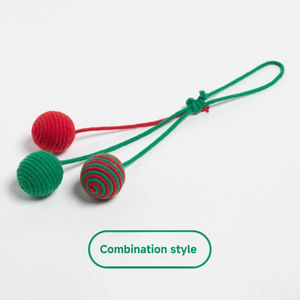 كرة قط كلاسيكية وصديقة للكريسماس ومجموعة كرة حبل مع خفافيش اللعب الذاتي ومطاردة حبل متعرج متين بألوان مختلطة - Product Image 5