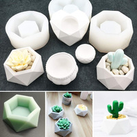 Moule en résine époxy, cœur hexagonal, béton, gypse, ciment, argile, cristal, Vase Succulent, Pot de fleur, moule en Silicone