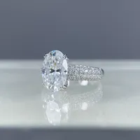 Bague en moissanite de luxe Mushan, 4,5 carats, 8x12, forme œuf de pigeon, pour femme, en argent sterling 925, bague de précision