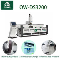 Machine de perçage et de fraisage CNC à profilés en alliage d'aluminium OUWO 3200 mm à commande servo, table inclinable, perçage de trous pour profilés en PVC et en cuivre