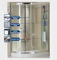 Cadre en aluminium Portable forme demi-ronde salle de bain cabines de douche enceinte chambres bain coulissant porte de douche en verre avec M étanche