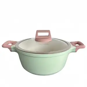 Thiết kế hiện đại chất lượng cao bền vững gốm không dính Cookware Set nhôm nấu ăn nồi soong kính nắp bếp Ware