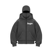 Sweats à Capuche Polaire Vierge Homme Personnalisés Double Couche Style Ninja, Grande Taille, Très Épais, Zippés Intégralement, avec Cagoule Balaclava