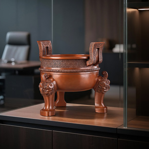 Caldero de cobre Chu Ding de bronce, artículo decorativo redondo para sala de estar, hogar u oficina - Product Image 1