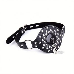 Boule Gag Bouche Ouverte Capuche Entonnoir En Cuir PU Lavement Oral Bave Plug Tête Harnais Bondage Anal Sexe Adulte Jeu - Product Image 3