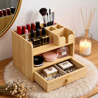 Organisateur de bureau en bambou petits tiroirs de bureau conteneur de stockage de table de comptoir avec tiroirs pour la maison