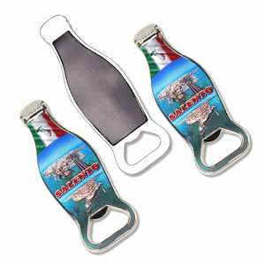 Factory OEM Bulk Foil Sticker Cap Opener Souvenirs Customized Metallic Tin <b>Shaped</b> <b>Magnetic</b> Beer Bottle Opener Fridge Magnet - Product Image 2