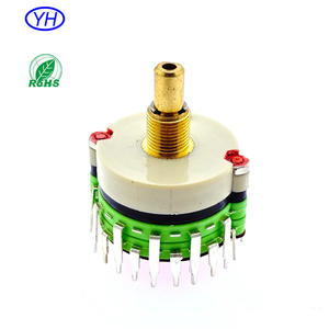 Muestras Gratis, Interruptor Rotatorio Personalizado ODM con Eje Metálico, Montaje Vertical en PCB, 32 mm, 2 Polos, 2~12 Posiciones, Pines de Montaje en PCB de 12 Posiciones - Product Image 1