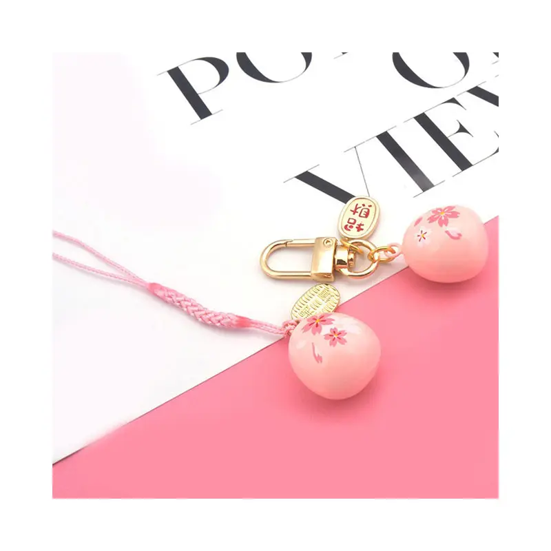 Leverancier Mode Japan Stijl Good Fortune Cherry Blossom Bell Couple Sleutelhanger Accessoires