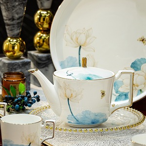 Light Luxury Ceramic Tea Set Home Jingdezhen New Chinese Bone China High-end Kettle <b>Cup</b> Classic Style Crackle Glaze <b>Cups</b> <b>Saucers</b> - Product Image 2