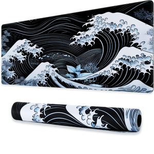 日本海波サンセットデスクマットXXLマウスパッド拡張ゲーム用ノンスリップベース厚密封エッジオフィスキーボードノートパソコン - Product Image 1