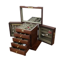 Boîte à bijoux universelle en bois à 4 niveaux, grand boîtier de rangement de tiroir, pour bijoux