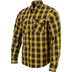 2025 cuir MNG11666 chemise en flanelle de coton à manches longues pour hommes noir et rouge avec accents jaunes - Product Image 2