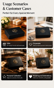 Black Luxury <b>Gift</b> Packaging Textured Paper Gold Foil Emblem Ribbon Interior Custom Logo Size for Corporate <b>Gifts</b> Rigid <b>Gift</b> <b>Box</b> - Product Image 3