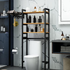 HOSTK 1 2 3-Tier Eco-friendly Storage Organiser Over Toilet Detached Modern Bamboo Bathroom Shelves