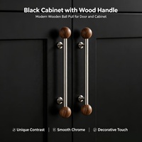 Poignée de meuble en bois, bouton de tiroir en acier inoxydable, quincaillerie moderne pour armoire, cuisine et porte de placard