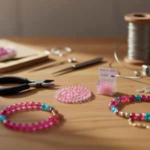 ILAN Abalorios Cuentas acrílicas rosas de 10 mm para hacer joyas, 20 g - Product Image 3