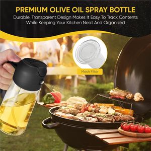 Multifunctional 2 in 1 Olive <b>Oil</b> Dispenser and <b>Oil</b> Sprayer <b>Bottle</b> Cooking Gadgets Glass 16oz <b>Oil</b> Dispenser <b>Bottle</b> <b>for</b> <b>Kitchen</b> - Product Image 3