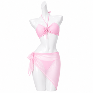 Conjunto de Bikini Monokini Amarillo con Tirantes, Traje de Baño Transparente para Mujer - Product Image 2