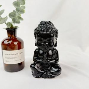 Vente en gros de sculptures en obsidienne noire naturelle de qualité supérieure, en cristal de qualité supérieure, fabriquées à la main, pour la méditation - Product Image 1