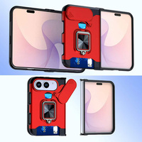 Étui robuste pour téléphone à clapet, coque antichoc avec protection coulissante pour objectif d'appareil photo, fente pour carte, béquille et protection pour iPhone DUO