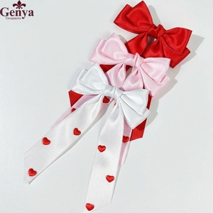 Jepit Rambut Pita Merah Bentuk Hati Valentine GENYA Terbaru untuk Wanita, Jepit Rambut Cantik dan Manis untuk Wanita, Aksesoris Rambut Fashion - Product Image 1