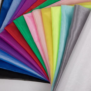 Léger <span class=keywords><strong>transparent</strong></span> <span class=keywords><strong>transparent</strong></span> 100% polyester tissé rose couleur imprimé organza tissu pour femmes débardeurs robe de mariée de mariée - Product Image 1