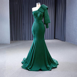 Jancember 222163 Vestidos de Noche de sirena de un hombro de satén suave vestidos para mujer - Product Image 4