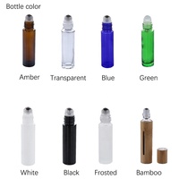Flacon d'huile essentielle en verre rond ambré haut de gamme de 5 ml et 10 ml avec bouchon en aluminium