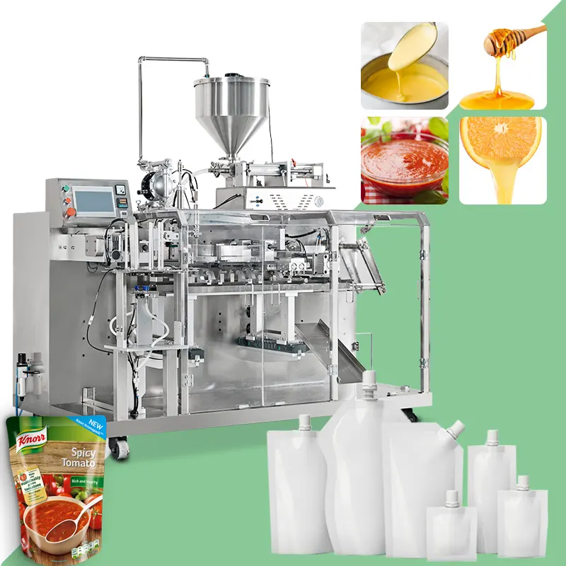 Máquina de embalagem de sacos pré-fabricados de mel líquido multifuncional, máquina de embalagem de líquidos para bolsas de pé, saco com zíper
