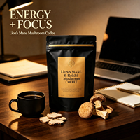 Café aux champignons Lion's Mane, OEM ODM, marque privée, vente en gros, mélange de boisson instantanée aux champignons Reishi pour femmes et hommes, pour la consommation quotidienne
