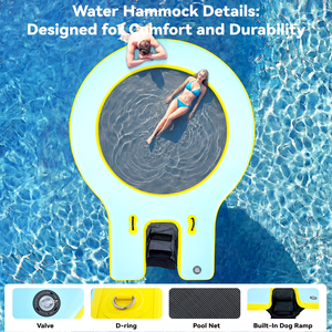 Hamaca Flotante Inflable para Lago, Plataforma Flotante <span class=keywords><strong>Redonda</strong></span> con Rampa para Perros, Anillo Flotante para Tomar el Sol, Hamaca Flotante para Piscina - Product Image 3