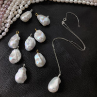 Pendentif en perle d'eau douce baroque de 12-15 mm, argent, deux couleurs disponibles, grand design de bélière, compatible avec toutes les chaînes de collier