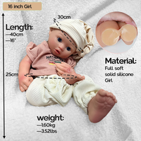 Poupée Reborn en Silicone Souple Personnalisée de 40 cm (16 Pouces) Corps Entier, Bébé Fille Nouveau-né Personnalisé pour Enfants / Présentoir de Vêtements pour Bébés