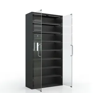 New design grocery metal display shelf Cigarette cabinet with glass door
