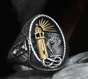 ODM océan bijoux Vintage noir acier inoxydable hommes orientation Viking bateau retour <span class=keywords><strong>maison</strong></span> lumière <span class=keywords><strong>maison</strong></span> bagues hommes - Product Image 4
