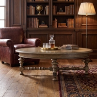 Table basse ronde Paloma, table en bois massif de noyer de luxe pour villa, hôtel, salon, vente en gros sur mesure