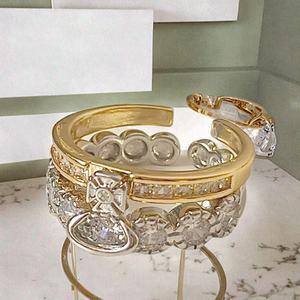 18K Gold Plated Women's Hip Hop Brass Gemstone Heart Double Layer Detachable Crown Gold Silver <b>Ring</b> Elegant Luxurious <b>Ring</b> - Product Image 3