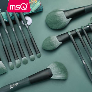 MSQ-Juego de brochas de maquillaje vegano profesional para mujer, corrector de ojos y cara de PU con Mango Verde, 14 Uds. - Product Image 2