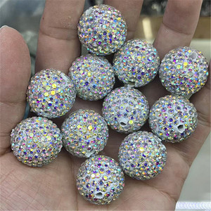 Yüksek kaliteli tıknaz disko topu odak fantezi boncuk 20mm polimer kil boncuklar Rhinestone boncuk kalemler takı yapımı için 20mm toplu - Product Image 2