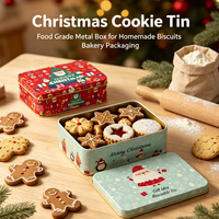 Boîte en fer blanc de Noël en gros, personnalisable avec impression de dessin animé, pour biscuits, snacks, gâteaux, bonbons et chocolat