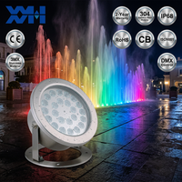 Luz LED Subacuática Programable DMX RDM para Fuentes, IP68, Acero Inoxidable, para Espectáculos Acuáticos Comerciales