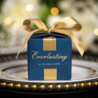Boîte cadeau en papier pour mariage avec ruban, boîte en papier, romantique, couleur personnalisée, pour bonbons au client